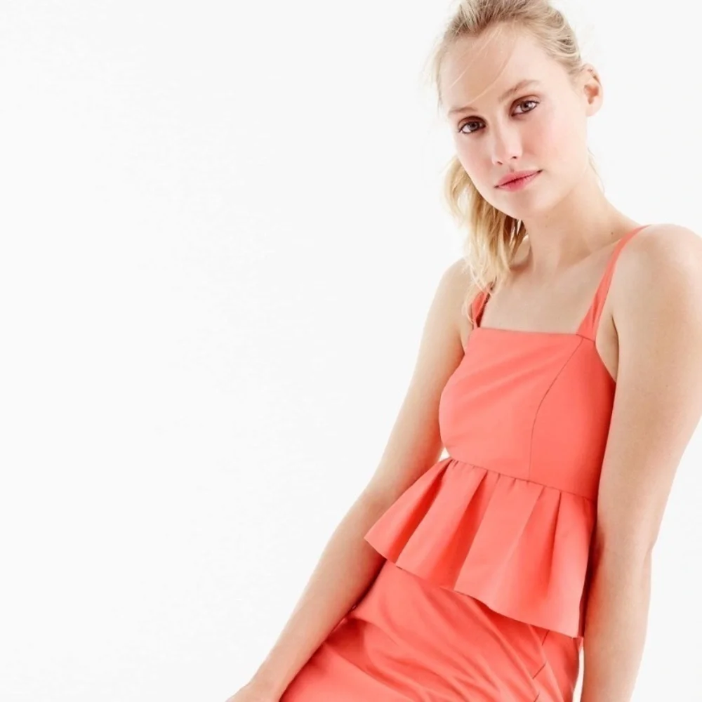 J. Crew Coral Peplum Waist Dress knee Length 2
